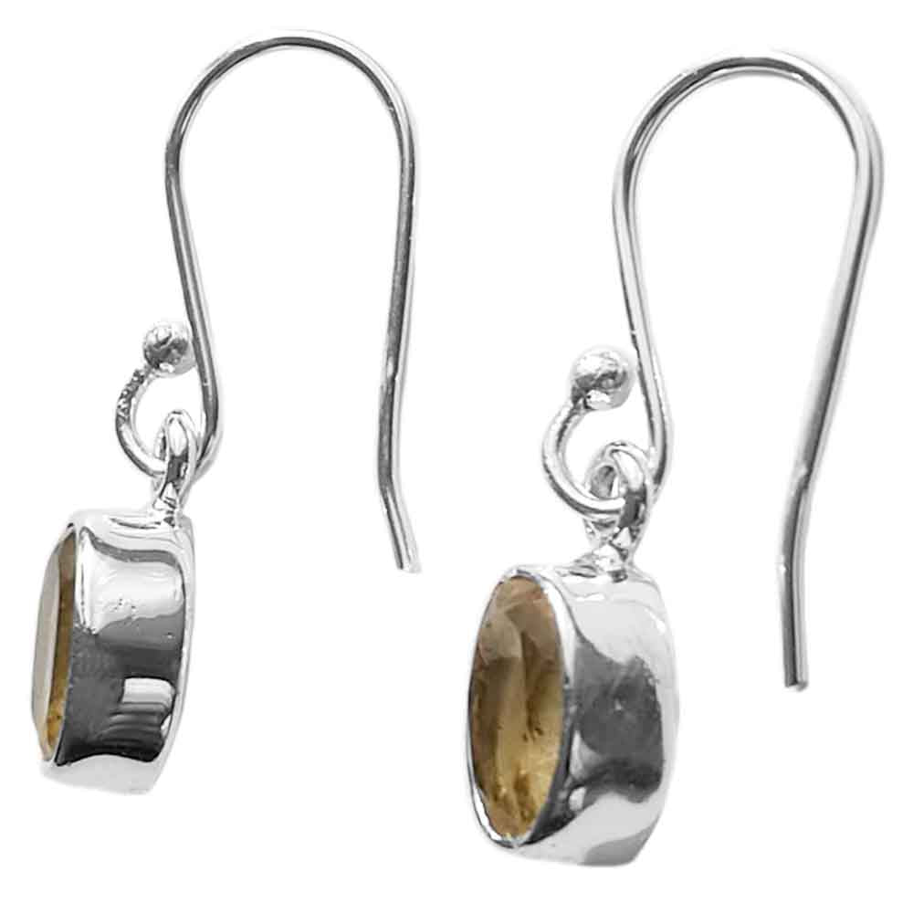 Boucles d’oreilles pendantes citrine en argent massif 925