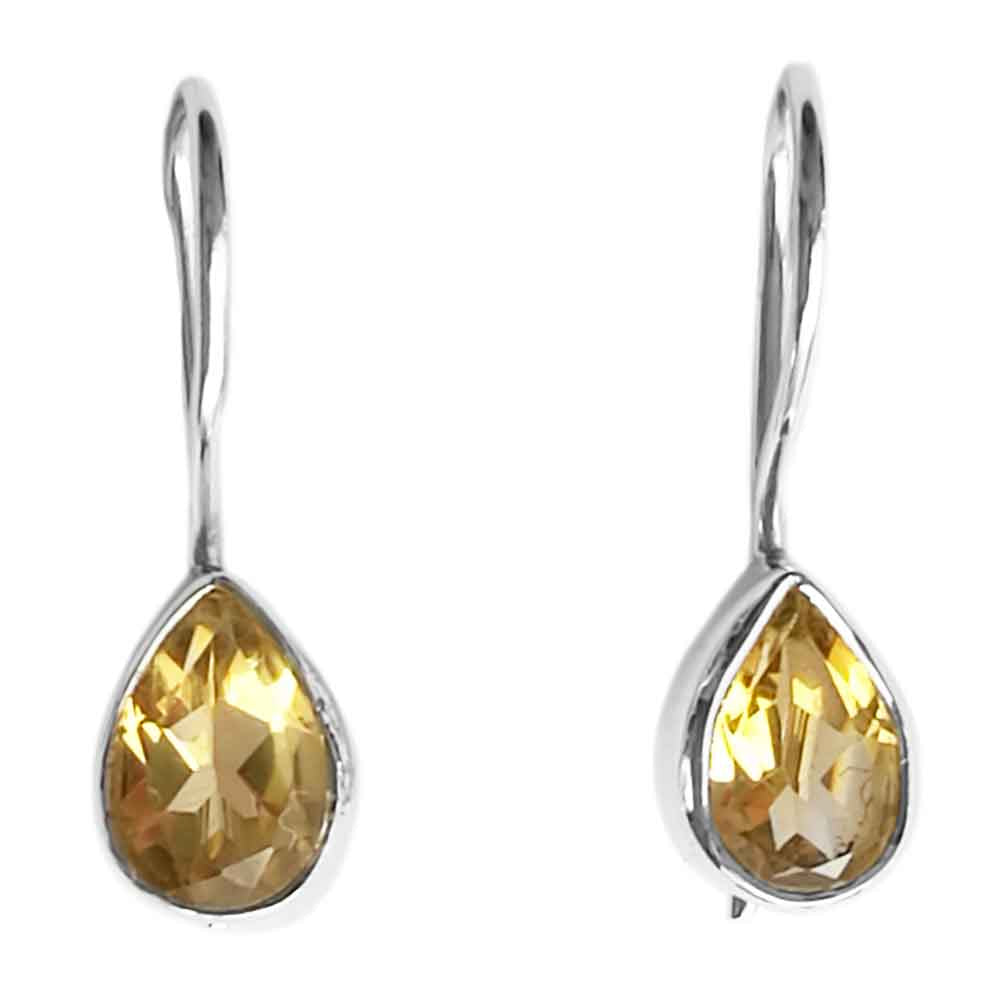 Boucles d’oreilles citrine en argent massif 925