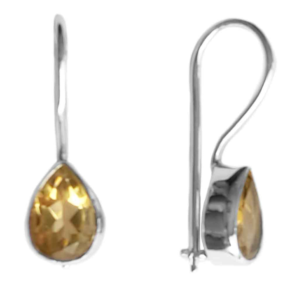 Boucles d’oreilles citrine en argent massif 925