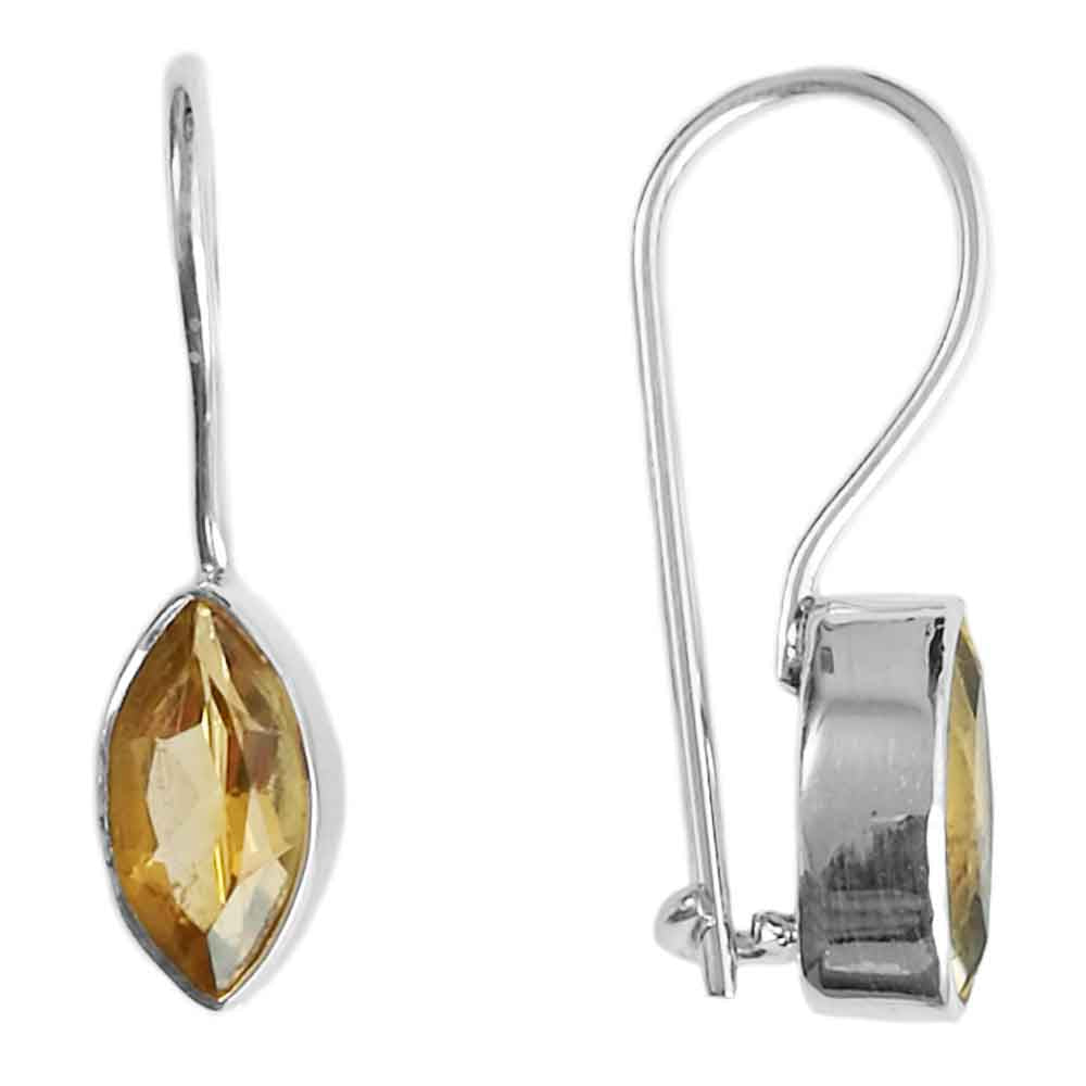 Boucles d’oreilles citrine en argent massif 925