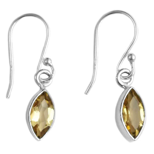 Boucles d’oreilles pendantes citrine en argent massif 925