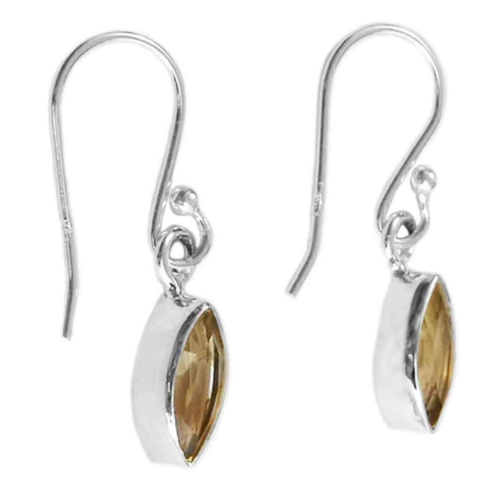 Boucles d’oreilles pendantes citrine en argent massif 925