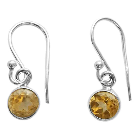 Boucles d’oreilles pendantes citrine en argent massif 925