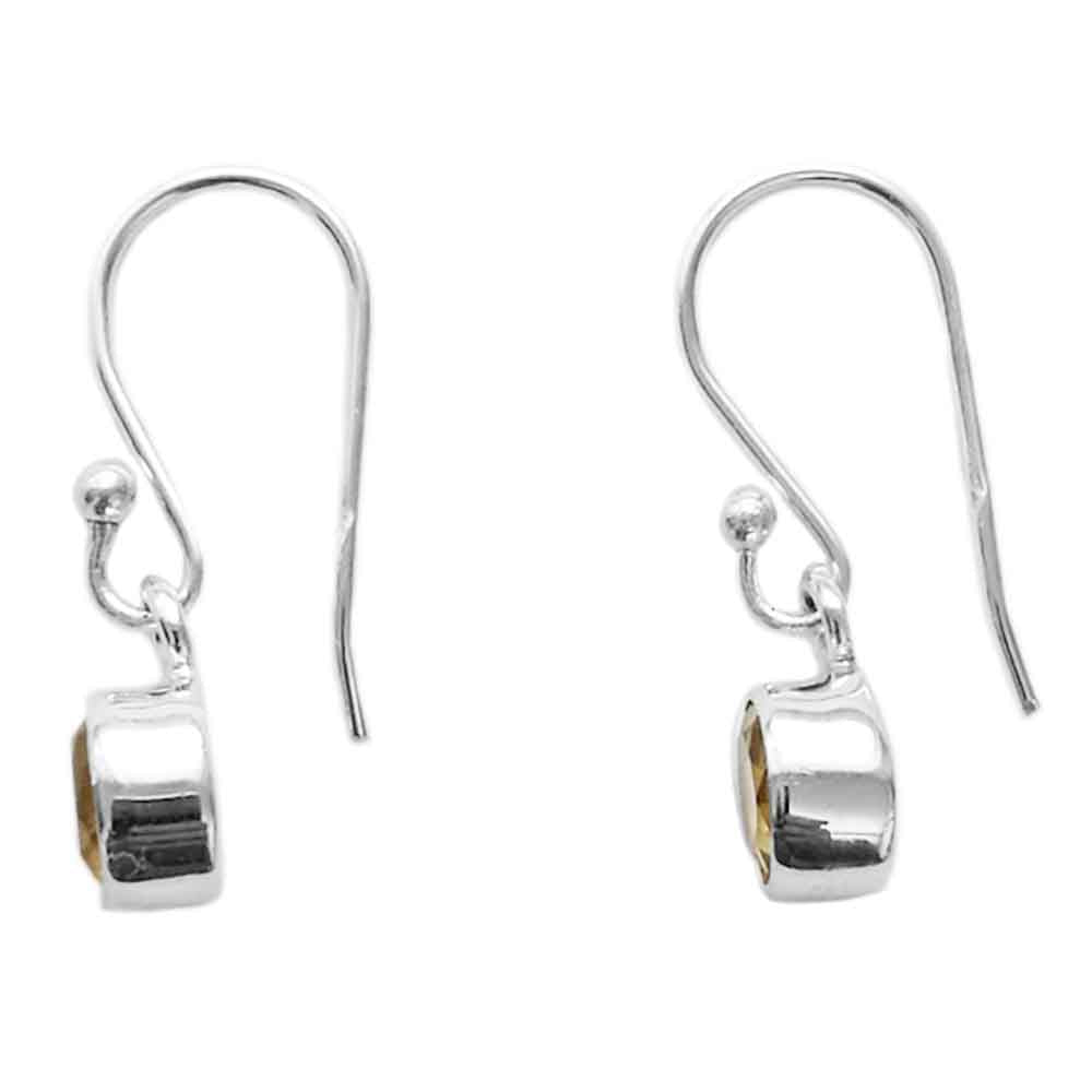 Boucles d’oreilles pendantes citrine en argent massif 925