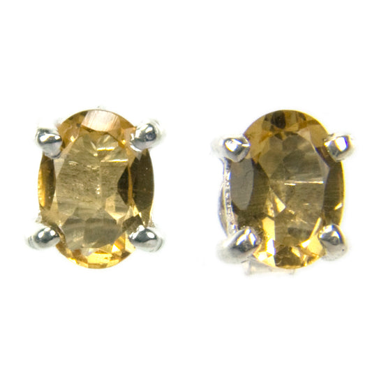 Citrine sterling silver ear studs