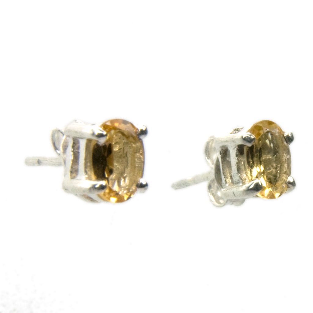 Citrine sterling silver ear studs