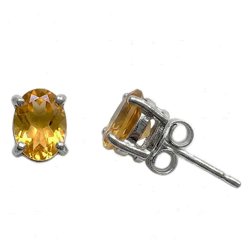Clous d’oreilles citrine en argent massif 925