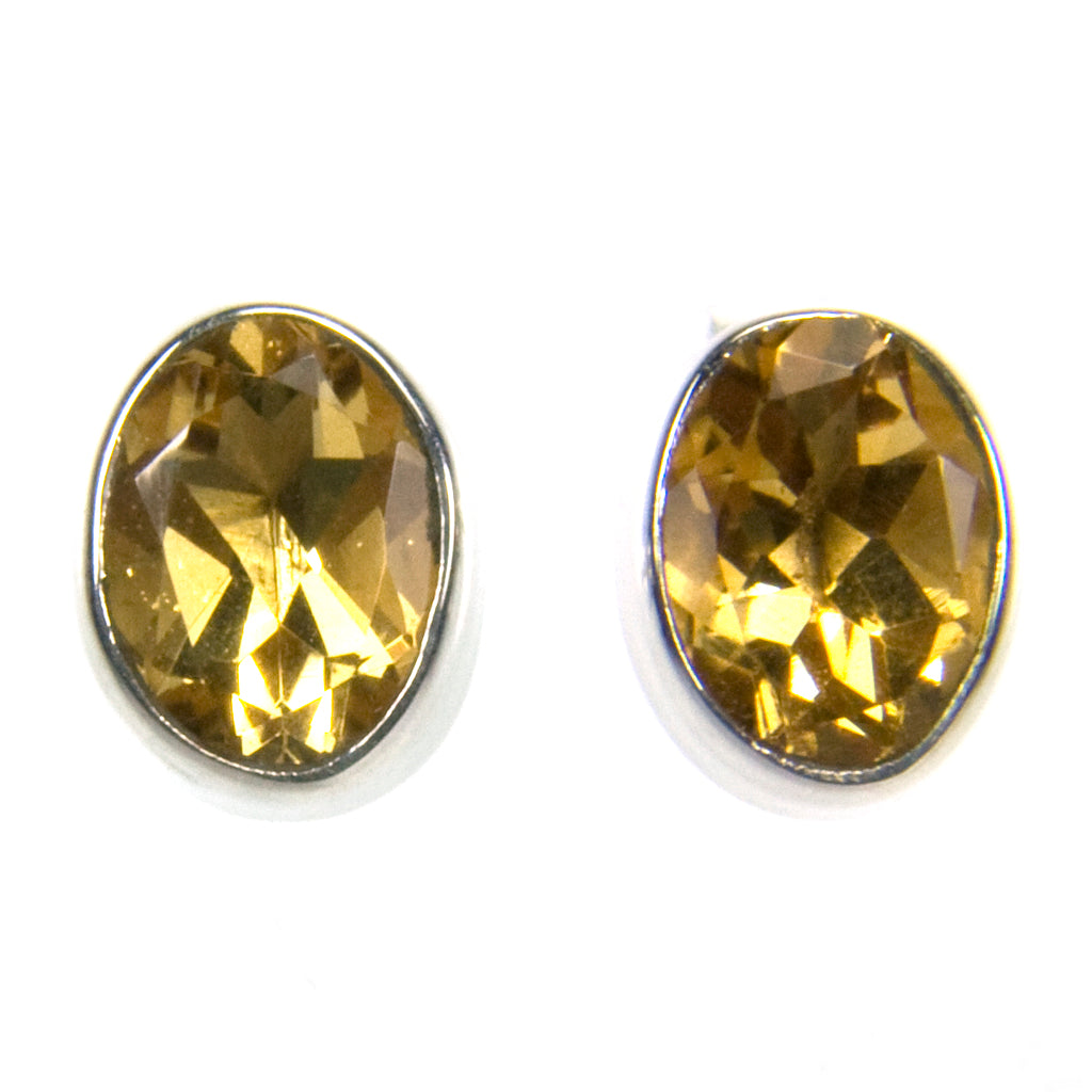 Clous d’oreilles citrine en argent massif 925