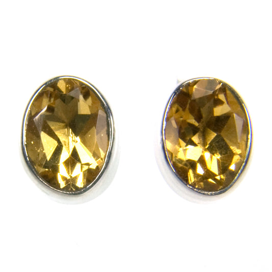 Citrine sterling silver ear studs