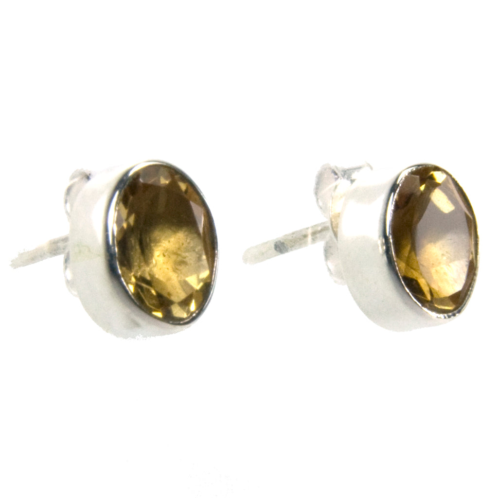 Clous d’oreilles citrine en argent massif 925