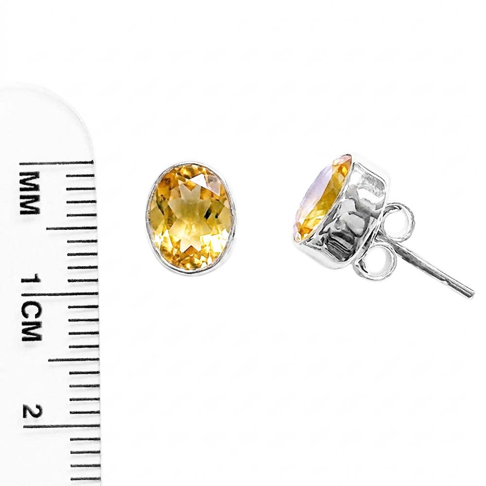 Clous d’oreilles citrine en argent massif 925