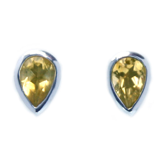 Clous d’oreilles citrine en argent massif 925