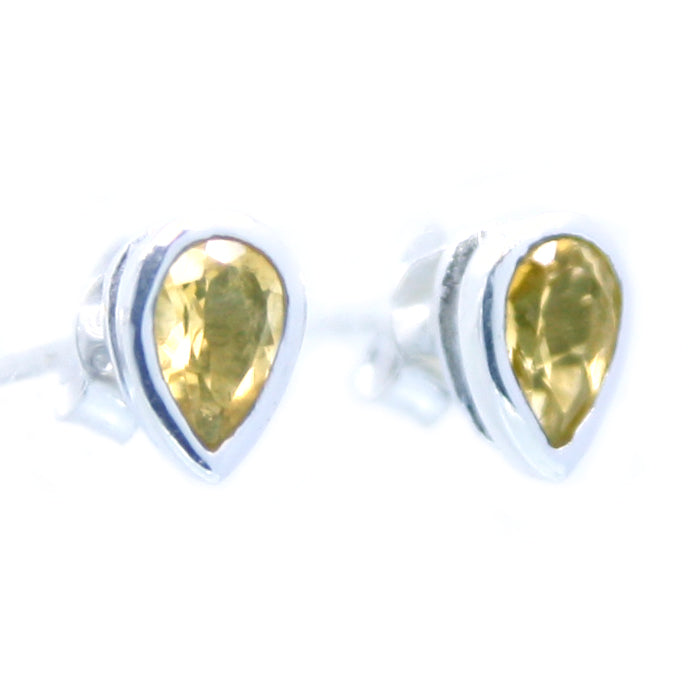 Citrine sterling silver ear studs