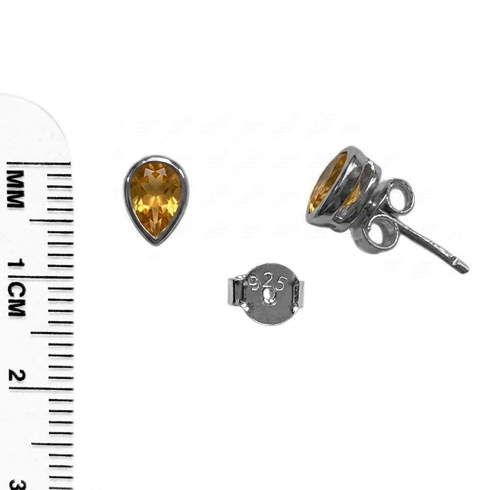 Citrine sterling silver ear studs