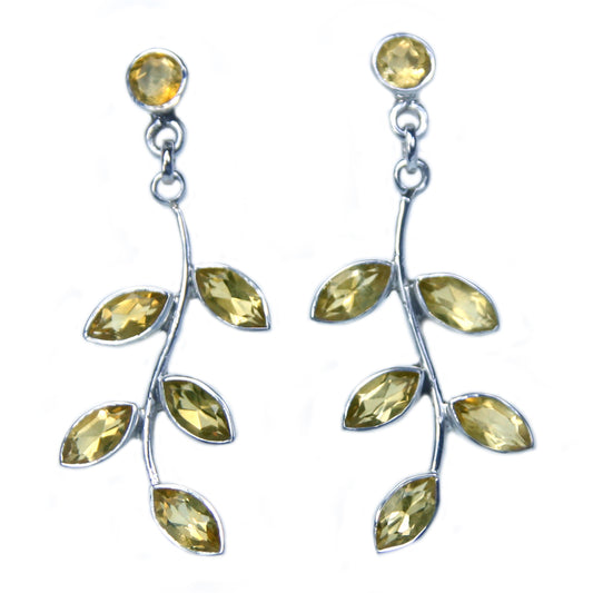 Citrine sterling silver drop earrings