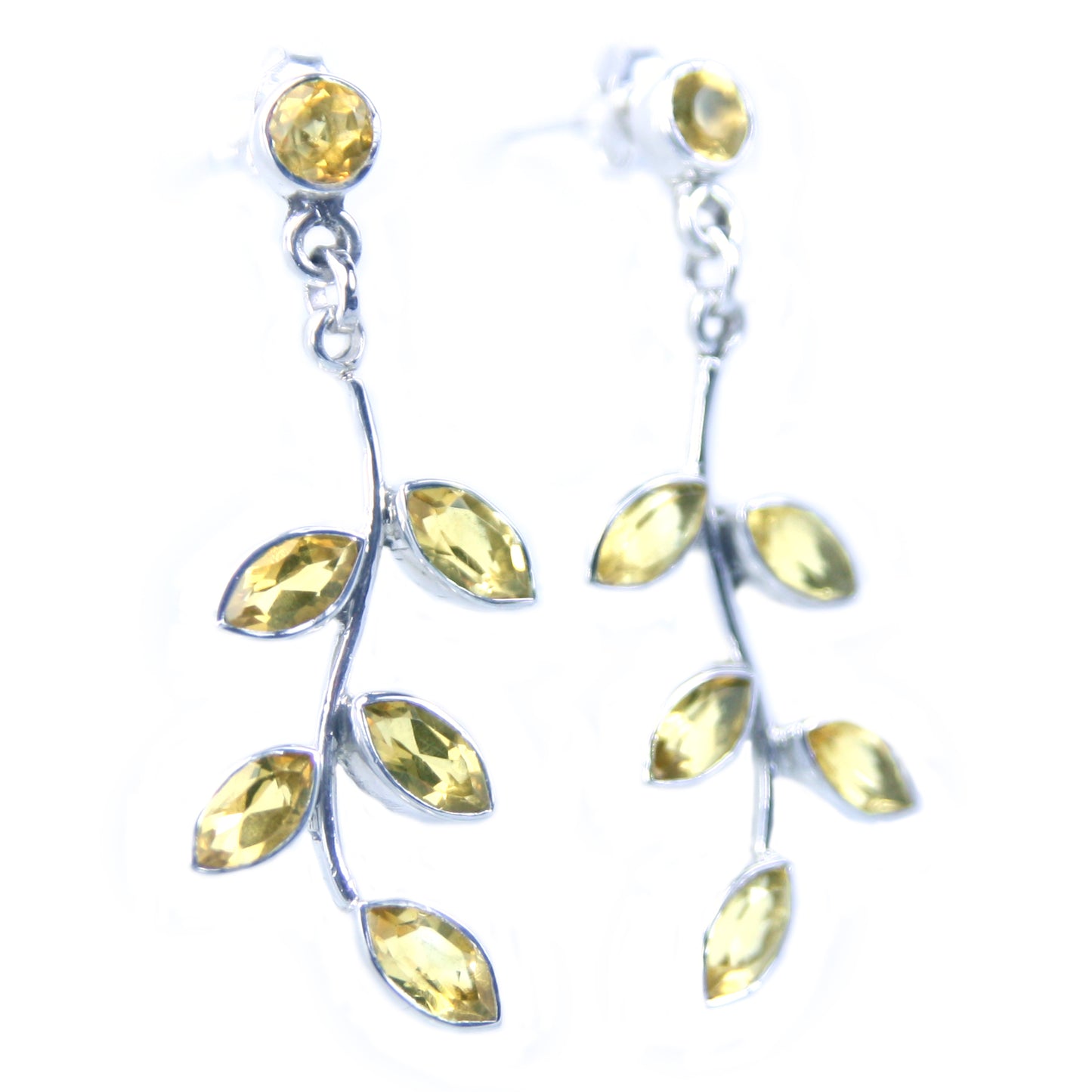 Boucles d’oreilles citrine en argent massif 925