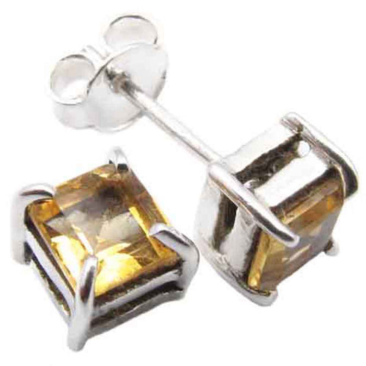 Clous d’oreilles citrine en argent massif 925