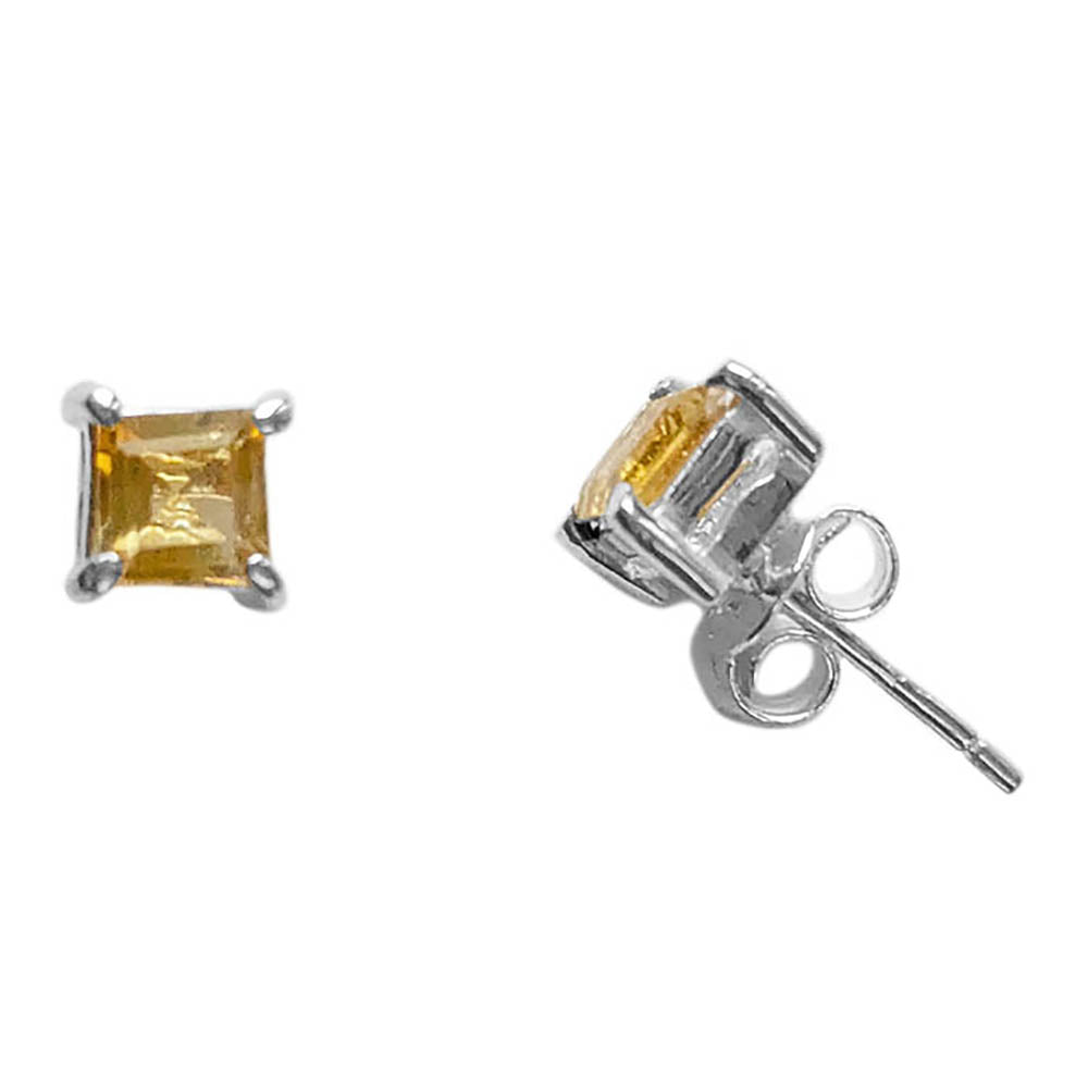 Clous d’oreilles citrine en argent massif 925