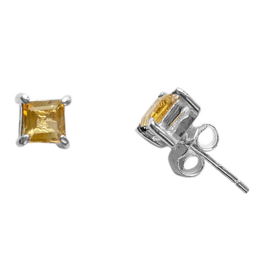Clous d’oreilles citrine en argent massif 925
