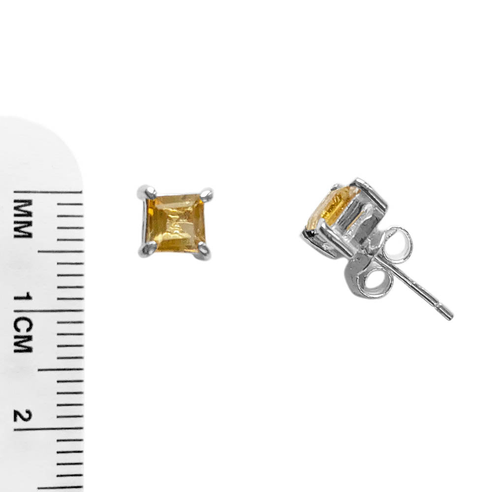 Clous d’oreilles citrine en argent massif 925