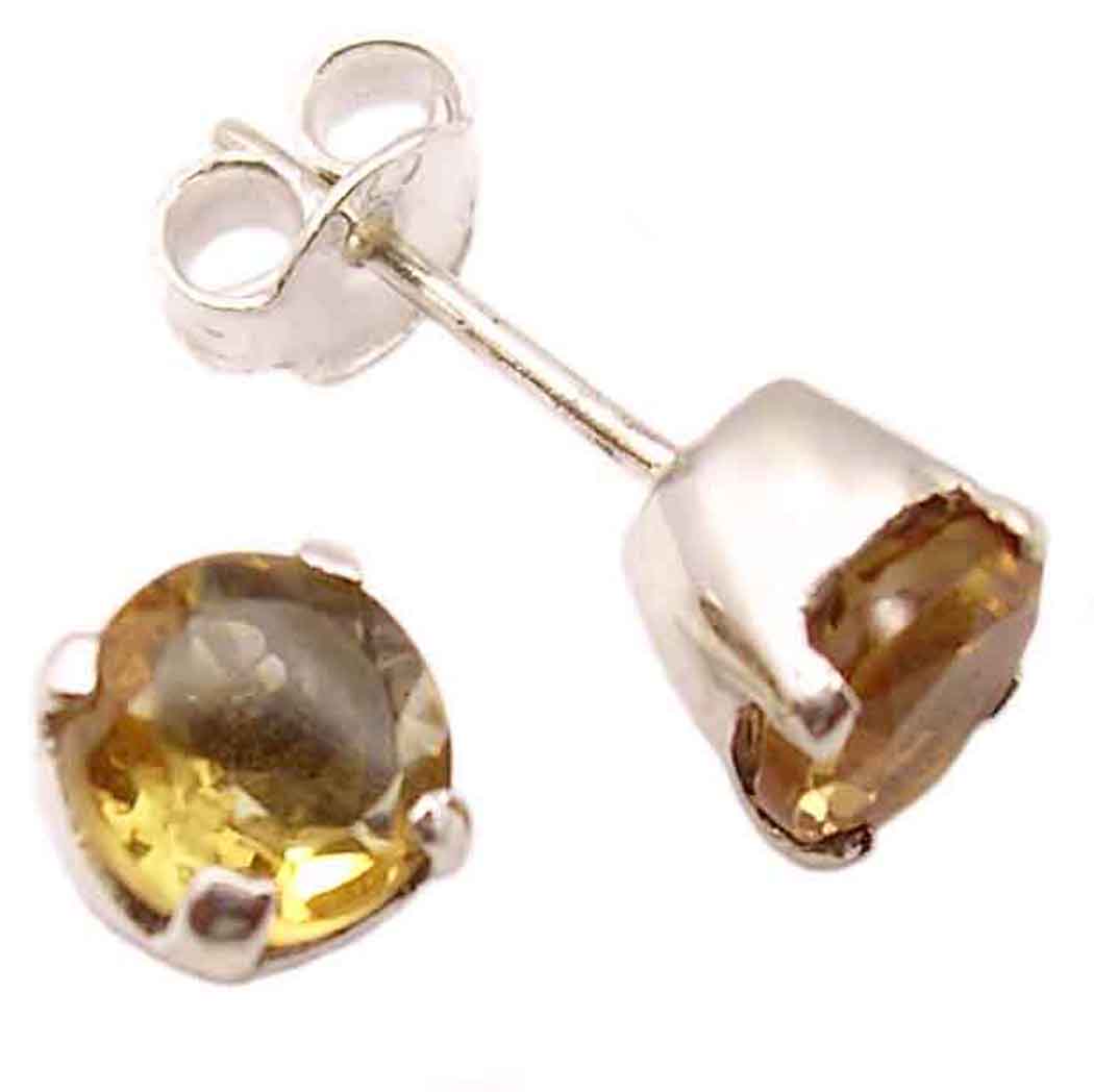 Clous d’oreilles citrine en argent massif 925