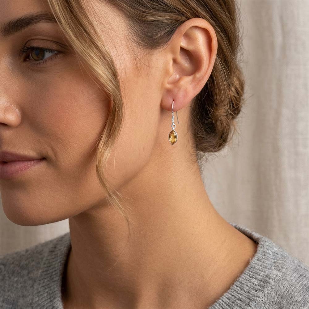 Boucles d’oreilles citrine en argent massif 925
