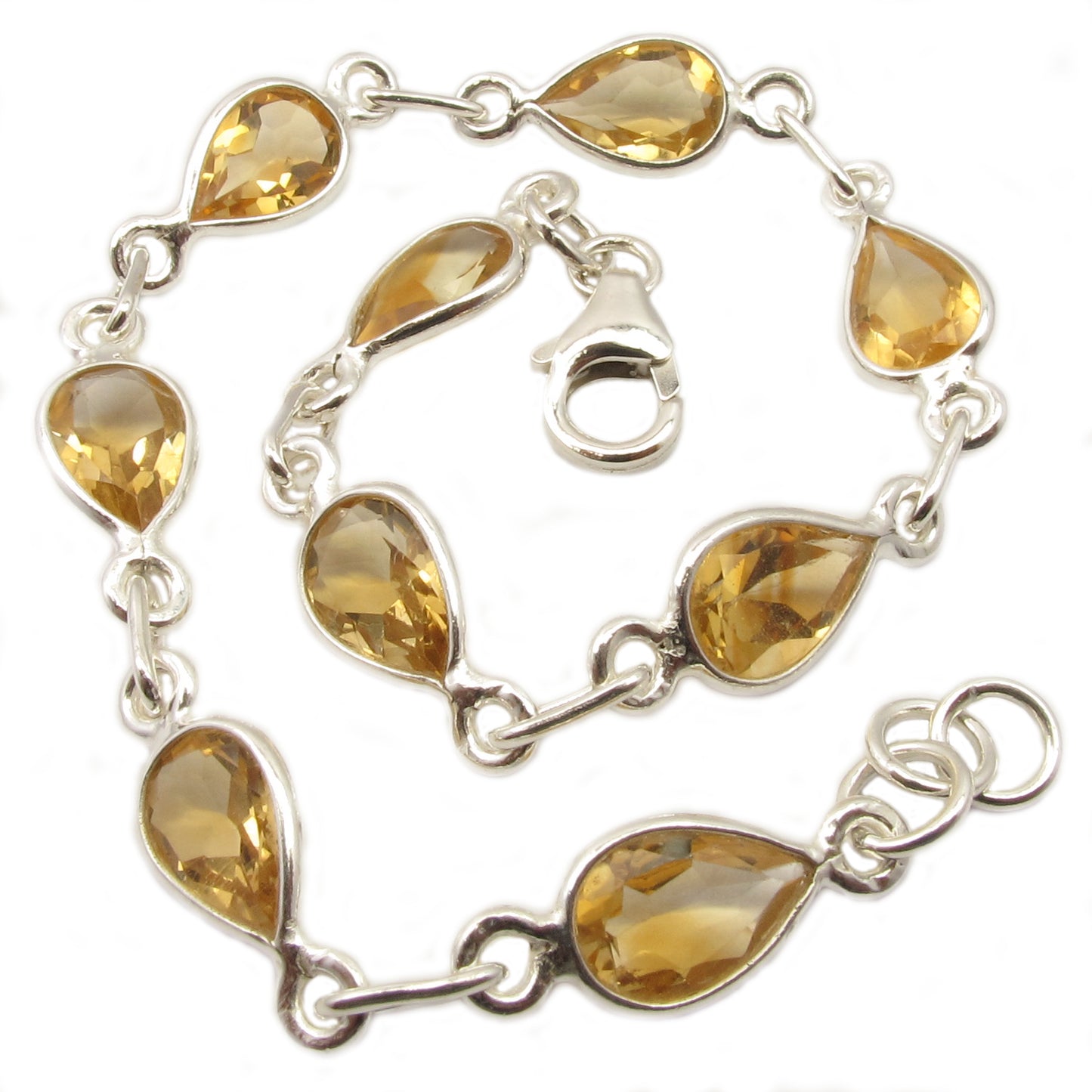 Bracelet citrine en argent massif 925