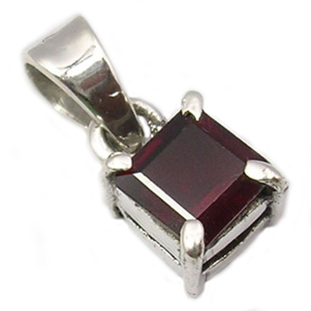 Garnet sterling silver pendant