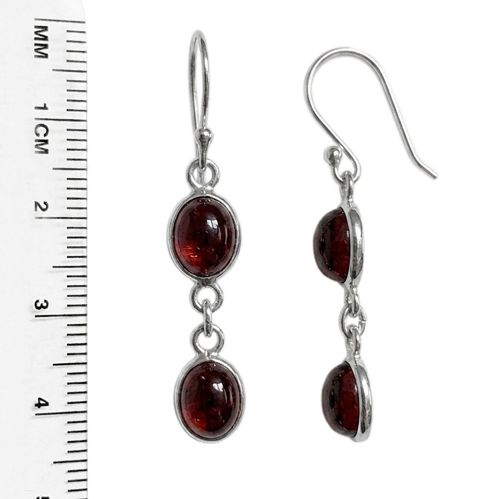 Garnet sterling silver drop earrings