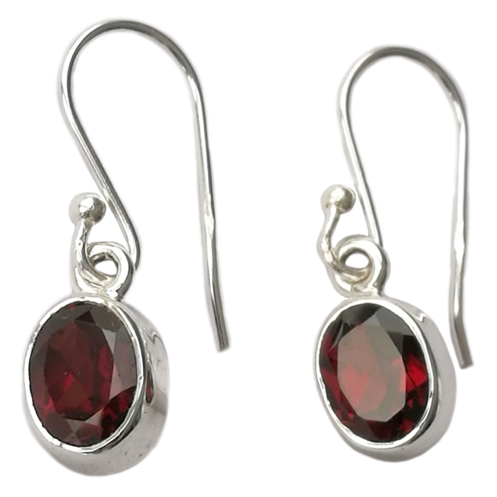 Boucles d’oreilles grenat en argent massif 925