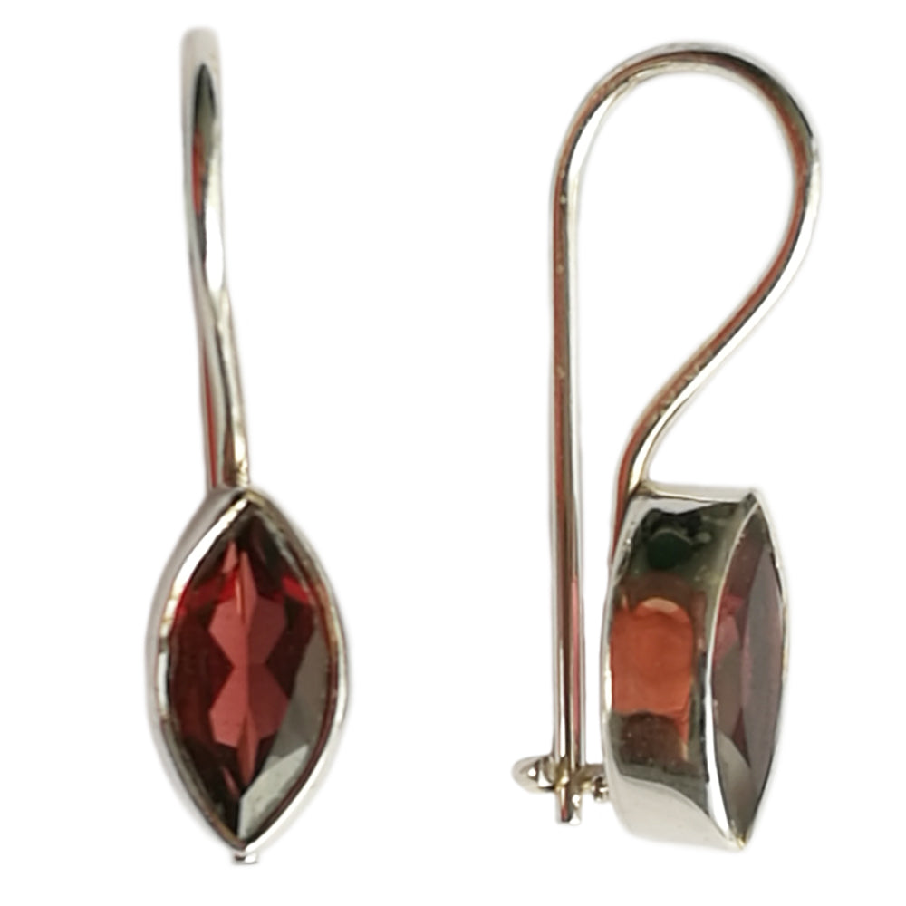 Boucles d’oreilles grenat en argent massif 925