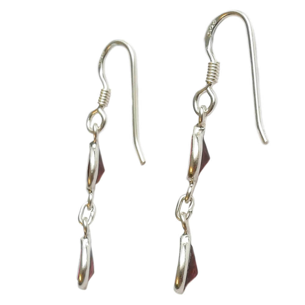 Boucles d’oreilles pendantes grenat en argent massif 925