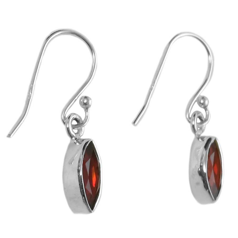 Boucles d’oreilles pendantes grenat en argent massif 925