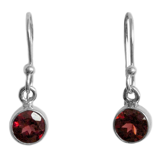 Boucles d’oreilles pendantes grenat en argent massif 925