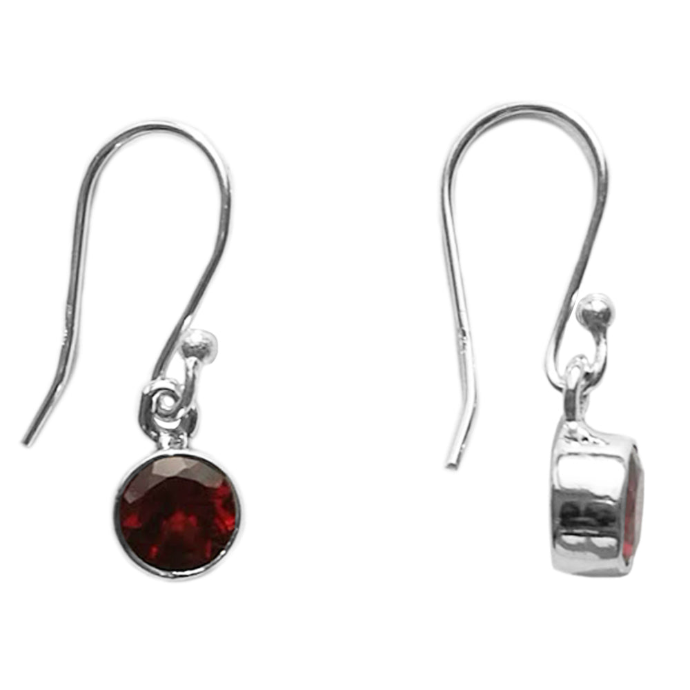 Boucles d’oreilles pendantes grenat en argent massif 925