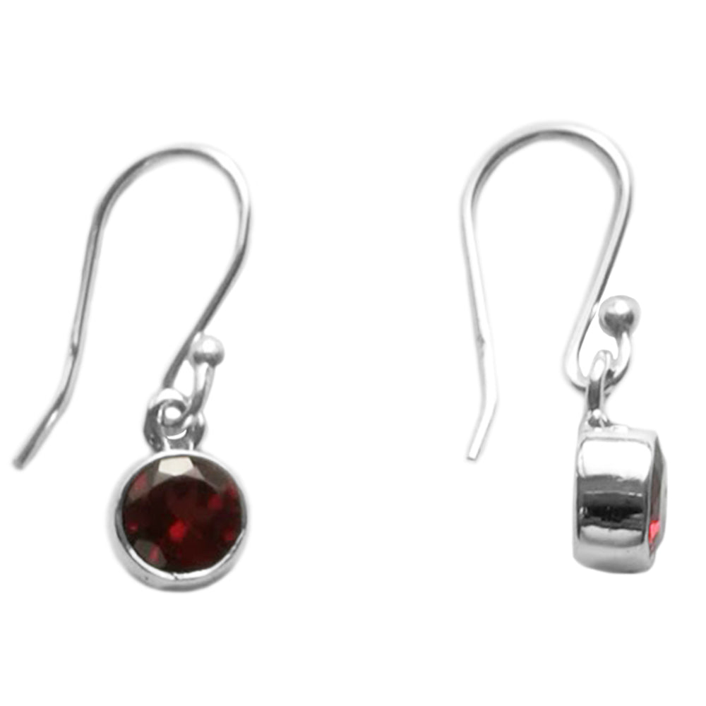 Boucles d’oreilles pendantes grenat en argent massif 925