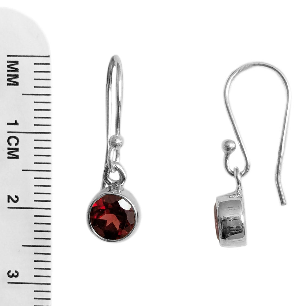 Garnet sterling silver drop earrings