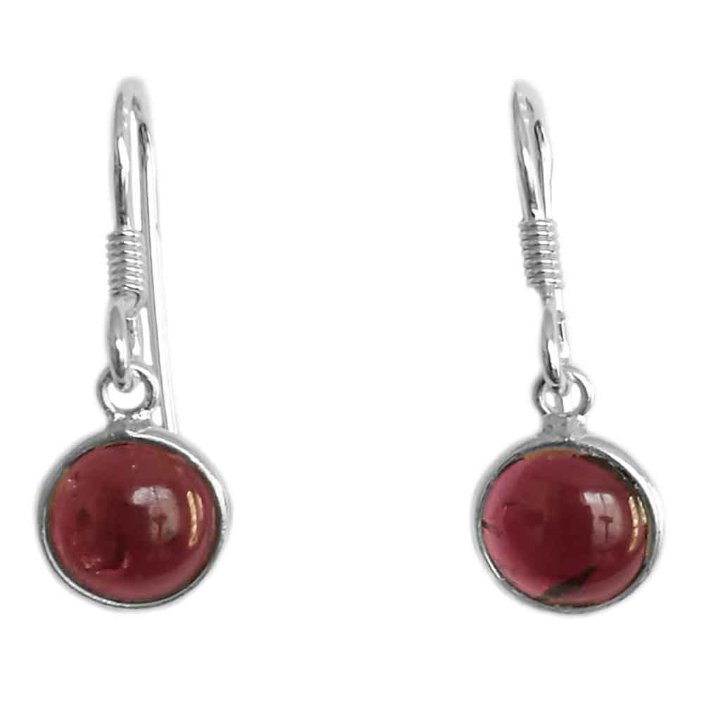 Boucles d’oreilles grenat en argent massif 925