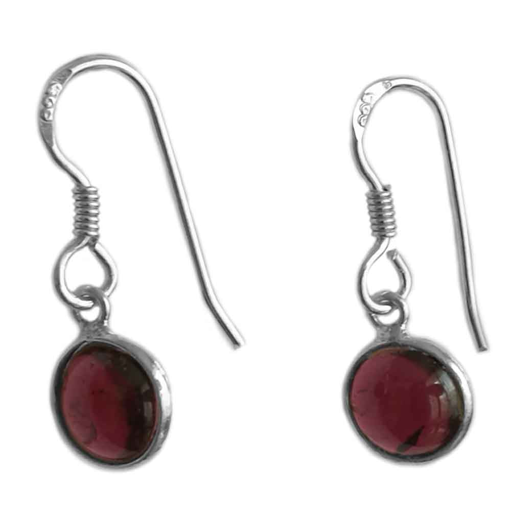 Boucles d’oreilles grenat en argent massif 925