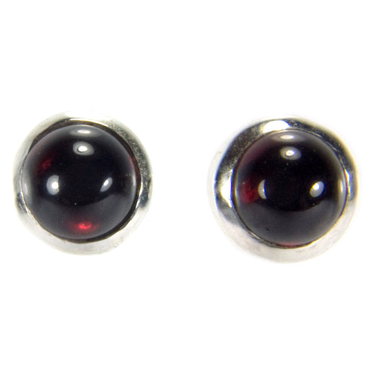 Garnet sterling silver ear studs