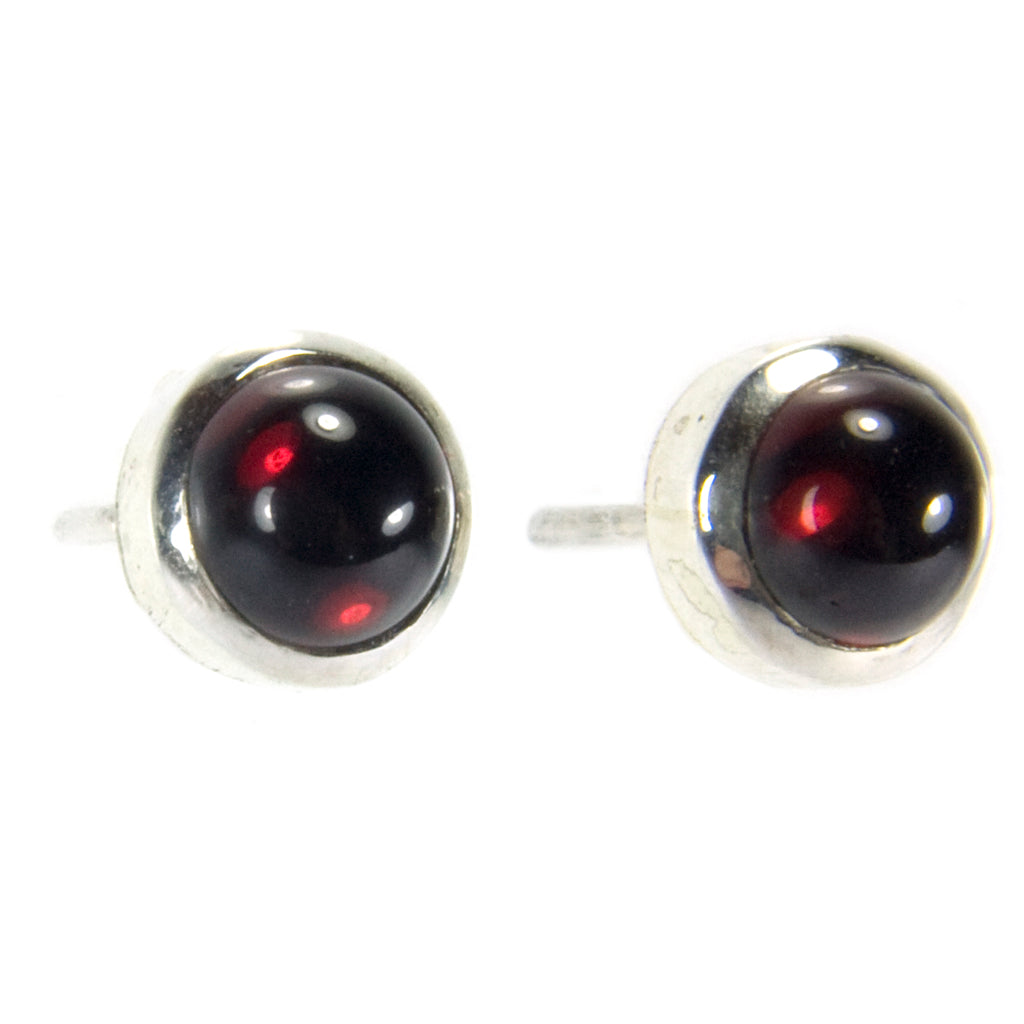 Garnet sterling silver ear studs