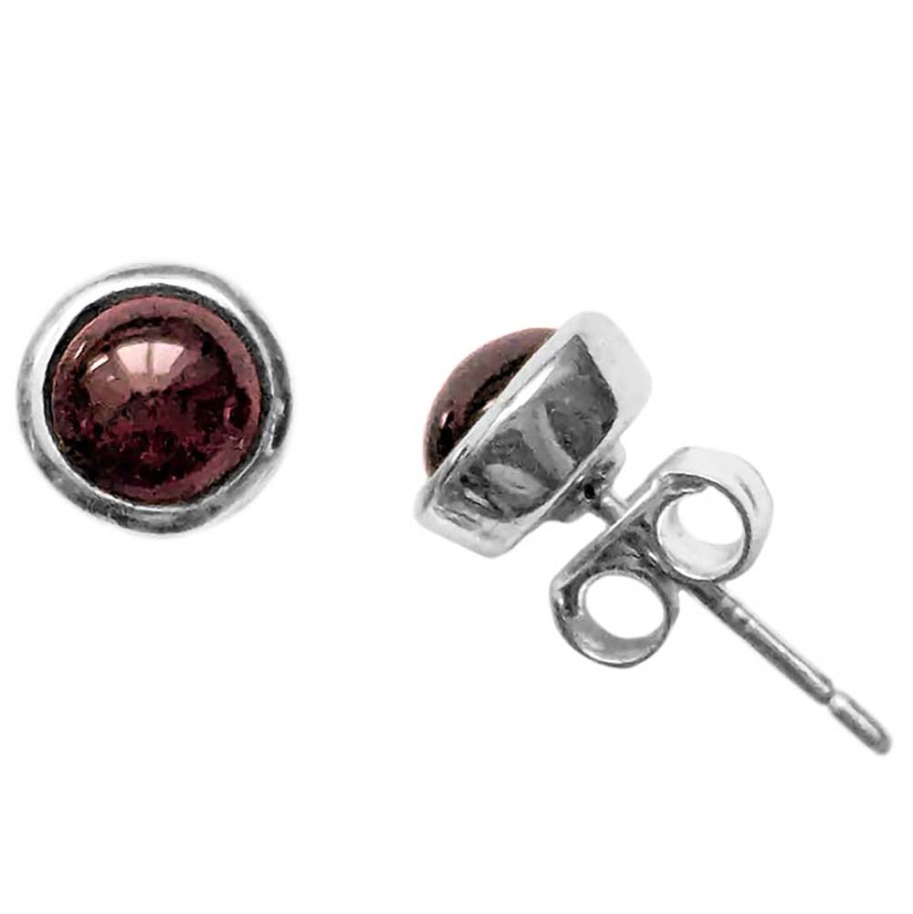 Garnet sterling silver ear studs