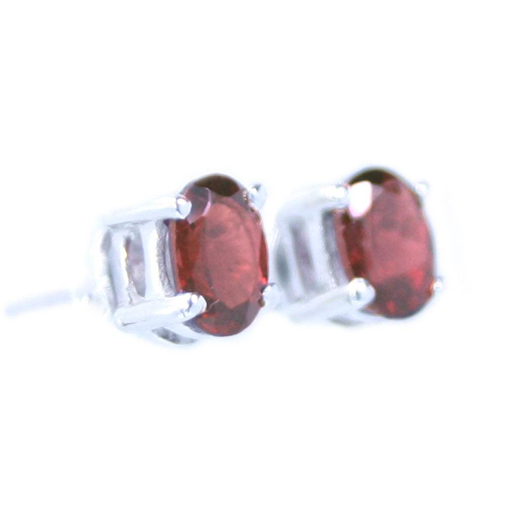 Garnet sterling silver ear studs