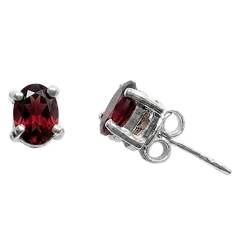 Clous d’oreilles grenat en argent massif 925
