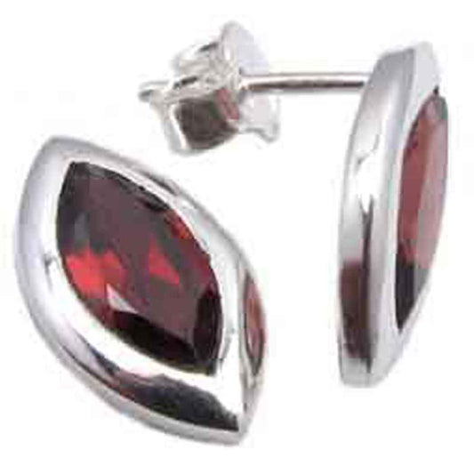 Garnet sterling silver ear studs