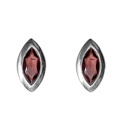 Clous d’oreilles grenat en argent massif 925