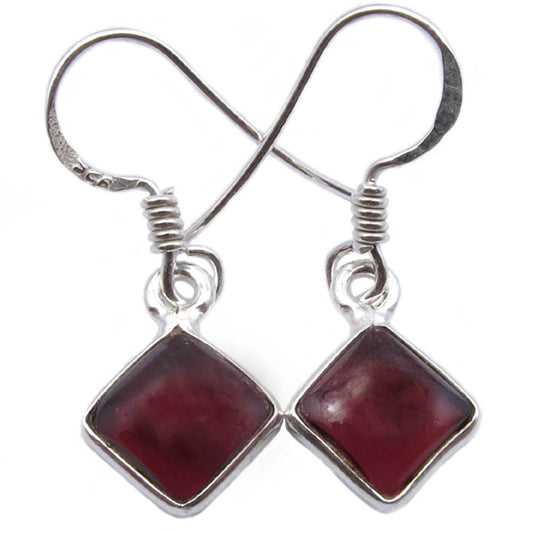 Boucles d’oreilles grenat en argent massif 925