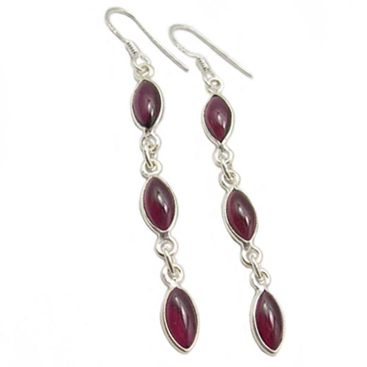 Garnet sterling silver drop earrings