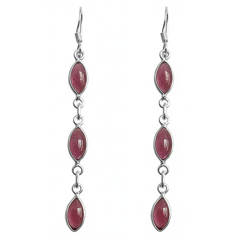 Garnet sterling silver drop earrings