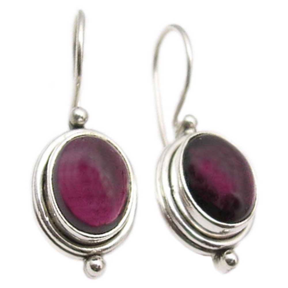 Boucles d’oreilles grenat en argent massif 925